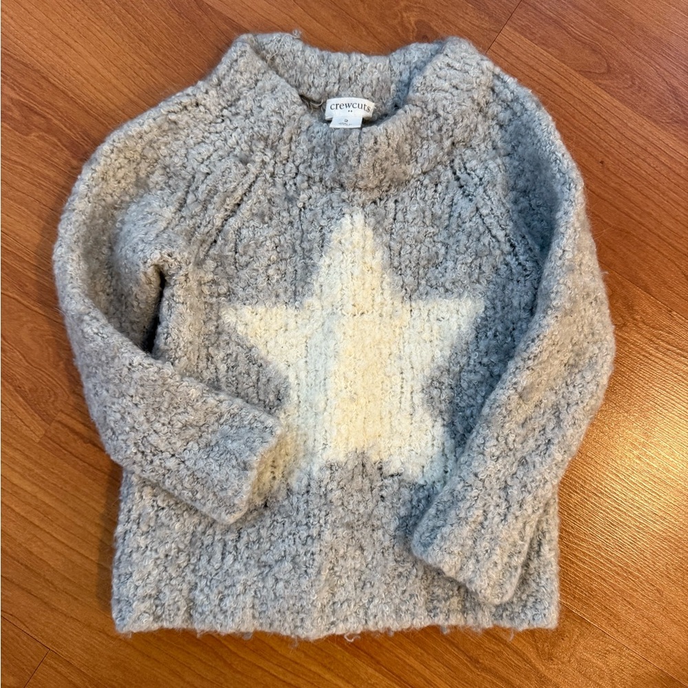 Crewcuts Cozy Gray Sweater with Cream Star